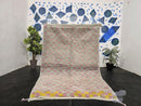Handmade Moroccan Wool Checkered Rug – Beige, Pink & Yellow Funky Checkerboard Design | Custom Beni Ourain Area Rug | 100kends