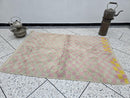 Handmade Moroccan Wool Checkered Rug – Beige, Pink & Yellow Funky Checkerboard Design | Custom Beni Ourain Area Rug | 100kends