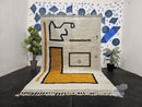 Custom White Moroccan Rug with Geometric Patterns – Beni Ourain Wool Carpet, Shag Berber Area Rug, Afrikesh Style Dining Room Rug by 100kend
