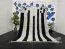 Handmade Moroccan Berber Rug – Custom Woven Wool Carpet, Black with White Accents, Bohemian Living Room Rug, Unique Modern Home Décor