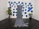 Custom Wool Moroccan Runner Rug – Handwoven Black & White Berber Hallway Carpet – Long Tribal Rug with Optional Fringes by 100kends