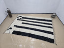Handmade Moroccan Berber Rug – Custom Woven Wool Carpet, Black with White Accents, Bohemian Living Room Rug, Unique Modern Home Décor