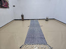 Custom Wool Moroccan Runner Rug – Handwoven Black & White Berber Hallway Carpet – Long Tribal Rug with Optional Fringes by 100kends