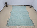 Custom Moroccan Green Wool Rug – Handwoven Beni Ourain Geometric Carpet – Modern Boho Berber Area Rug – Handmade Wool Floor Décor