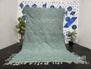 Custom Moroccan Green Wool Rug – Handwoven Beni Ourain Geometric Carpet – Modern Boho Berber Area Rug – Handmade Wool Floor Décor