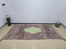 Handmade Moroccan Wool Rug – Modern Berber Purple Area Rug with Green Accent, Beni Ourain Style Carpet for Living Room or Bedroom Décor