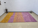 Handmade Moroccan Wool Rug – Purple & Mustard Modern Striped Berber Carpet – Custom Sizes – Soft Shaggy Sheep Wool Area Rug – by 100kends