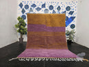 Handmade Moroccan Wool Rug – Purple & Mustard Modern Striped Berber Carpet – Custom Sizes – Soft Shaggy Sheep Wool Area Rug – by 100kends