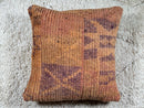 Handmade Moroccan Wool Pillow Cover in Earthy Terracotta and Plum Tones, Tribal Pattern Kilim Style Cushion – 20x20 wool pillow by 100kends