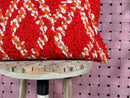 Handmade Moroccan Wool Pillow Cover Red Orange White Shag Diamond Pattern – Berber Tribal Sofa Decor – Ethnic Accent Cushion 20x20 pillow