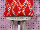 Handmade Moroccan Wool Pillow Cover Red Orange White Shag Diamond Pattern – Berber Tribal Sofa Decor – Ethnic Accent Cushion 20x20 pillow