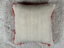 Handmade Moroccan Wool Pillow Cover Red Orange White Shag Diamond Pattern – Berber Tribal Sofa Decor – Ethnic Accent Cushion 20x20 pillow