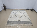 Handmade Moroccan Rug – Custom Beni Ourain Wool Berber Carpet – Hand Knotted Genuine Lamb Wool Area Rug – Modern Black & White Decor
