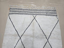 Handmade Moroccan Rug – Custom Beni Ourain Wool Berber Carpet – Hand Knotted Genuine Lamb Wool Area Rug – Modern Black & White Decor