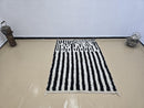 Custom Blue Beni Ourain Rug – Striped Moroccan Berber Rug – Handmade Tufted Wool Shag Rug – Custom Size Area Rug 8x10 9x12 – Aesthetic Décor