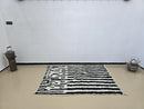 Custom Blue Beni Ourain Rug – Striped Moroccan Berber Rug – Handmade Tufted Wool Shag Rug – Custom Size Area Rug 8x10 9x12 – Aesthetic Décor