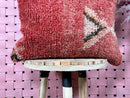 Handmade Moroccan Wool Pillow with Tribal Patterns, Red and Pink Tones, Soft Textured Cushion Cover, Vintage Style – 20x20 inches woolpillow