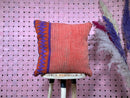 Handmade Moroccan Wool Pillow with Red & Purple Tribal Design – Berber Textile Cushion – 19 x 19 inches wool pillow cover by 100kends