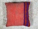 Handmade Moroccan Wool Pillow with Red & Purple Tribal Design – Berber Textile Cushion – 19 x 19 inches wool pillow cover by 100kends