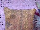 Vintage Moroccan Wool Pillow – Handwoven Tribal Kilim Cushion with Earth Tones and Rustic Charm – Berber Style – 19 x 20 inches pillow cover