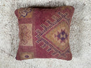 Boho Moroccan Wool Pillow with Geometric Tribal Design – Kilim Vintage Cushion Cover – Handmade 18 Inch Wool Pillow – 18x18.50 inches pillow