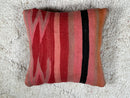 Boho Moroccan Wool Pillow with Geometric Tribal Design – Kilim Vintage Cushion Cover – Handmade 18 Inch Wool Pillow – 18x18.50 inches pillow