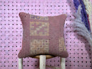 Vintage Moroccan Wool Pillow Cover with Tribal Geometric Patterns in Faded Rose and Beige - Rustic Handmade Cushion 18x19 inch pillow cover