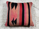 Vintage Moroccan Wool Pillow Cover with Tribal Geometric Patterns in Faded Rose and Beige - Rustic Handmade Cushion 18x19 inch pillow cover