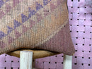 Vintage Moroccan Kilim Wool Pillow with Tribal Berber Patterns in Earth Tones and Purple Accents – Handmade Cushion 18x19 inches pillowcase