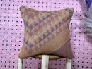 Vintage Moroccan Kilim Wool Pillow with Tribal Berber Patterns in Earth Tones and Purple Accents – Handmade Cushion 18x19 inches pillowcase