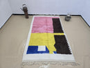 Custom Moroccan Rug – Handmade Beni Ourain Berber Wool Rug in Pink, Yellow, Brown & Blue Abstract Design – Boho Large Area Carpet by 100kend