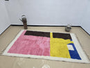 Custom Moroccan Rug – Handmade Beni Ourain Berber Wool Rug in Pink, Yellow, Brown & Blue Abstract Design – Boho Large Area Carpet by 100kend