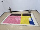 Custom Moroccan Rug – Handmade Beni Ourain Berber Wool Rug in Pink, Yellow, Brown & Blue Abstract Design – Boho Large Area Carpet by 100kend