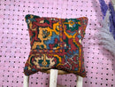 Handmade Moroccan Wool Pillow – Red Rust Tribal Cushion with Green & Yellow Accents – Boho Vintage Style – Square 20x20 Inches Pillowcase