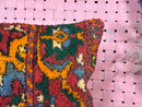 Handmade Moroccan Wool Pillow – Red Rust Tribal Cushion with Green & Yellow Accents – Boho Vintage Style – Square 20x20 Inches Pillowcase