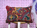Handmade Red Moroccan Wool Pillow – Tribal Kilim Cushion with Bold Pattern – Boho Decor Accent in 16 x 24 inches pillowcase by 100kends