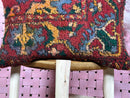 Handmade Red Moroccan Wool Pillow – Tribal Kilim Cushion with Bold Pattern – Boho Decor Accent in 16 x 24 inches pillowcase by 100kends
