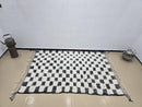 Custom Moroccan Wool Rug – Handmade Beni Ourain Style Black & Ivory Checkered Minimalist Area Rug – Custom Size Rugs 3x5 to 15x15 ft
