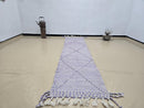 Custom Moroccan Wool Runner Rug – Handmade Gray Berber Carpet with Diamond Pattern – Long Hallway Rug with Optional Fringes by 100kends