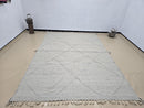 Handmade Custom Moroccan Wool Berber Rug – Gray Azilal Beni Ourain Style Carpet, Modern Checkered Rug Berber, Custom Size Rugs by 100kends