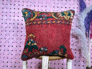 Handmade Red Moroccan Wool Pillow with Berber Floral Patterns – Vintage Tribal Boho Cushion Cover – Wool Cushion 19x19 inches by 100kends