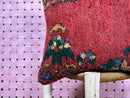 Handmade Red Moroccan Wool Pillow with Berber Floral Patterns – Vintage Tribal Boho Cushion Cover – Wool Cushion 19x19 inches by 100kends