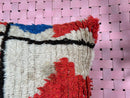 Colorful Moroccan Wool Pillow with Red Star Pattern and Tribal Details – Handmade Berber Cushion Cover – Wool Pouf Cover – 19x20 inches