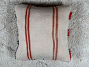 Colorful Moroccan Wool Pillow with Red Star Pattern and Tribal Details – Handmade Berber Cushion Cover – Wool Pouf Cover – 19x20 inches