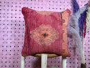 Moroccan Wool Pillow with Tribal Diamond Design in Burnt Red & Beige – Handwoven Floor Cushion – Wool Decor – 20 x 20 inches Wool Pillow