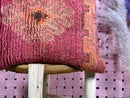 Moroccan Wool Pillow with Tribal Diamond Design in Burnt Red & Beige – Handwoven Floor Cushion – Wool Decor – 20 x 20 inches Wool Pillow