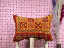 Moroccan Wool Pillow with Tribal Embroidery, Boho Kilim Decor in Red & Yellow, Handmade Cushion Cover – Size 16x24 Inches by 100kends