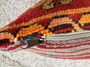 Moroccan Wool Pillow with Tribal Embroidery, Boho Kilim Decor in Red & Yellow, Handmade Cushion Cover – Size 16x24 Inches by 100kends