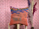 Handwoven Moroccan Wool Pillow – Tribal Pattern in Red, Blue, Orange – Cultural Accent Cushion – Boho Decor – 20 x 19 inches pilow cover