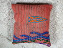 Handwoven Moroccan Wool Pillow – Tribal Pattern in Red, Blue, Orange – Cultural Accent Cushion – Boho Decor – 20 x 19 inches pilow cover